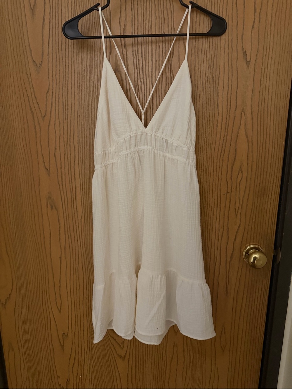 H&M White V-Neck Spaghetti Strap Mini Dress